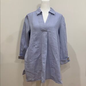 Ellen Tracy Linen 3/4 sleeve collared top